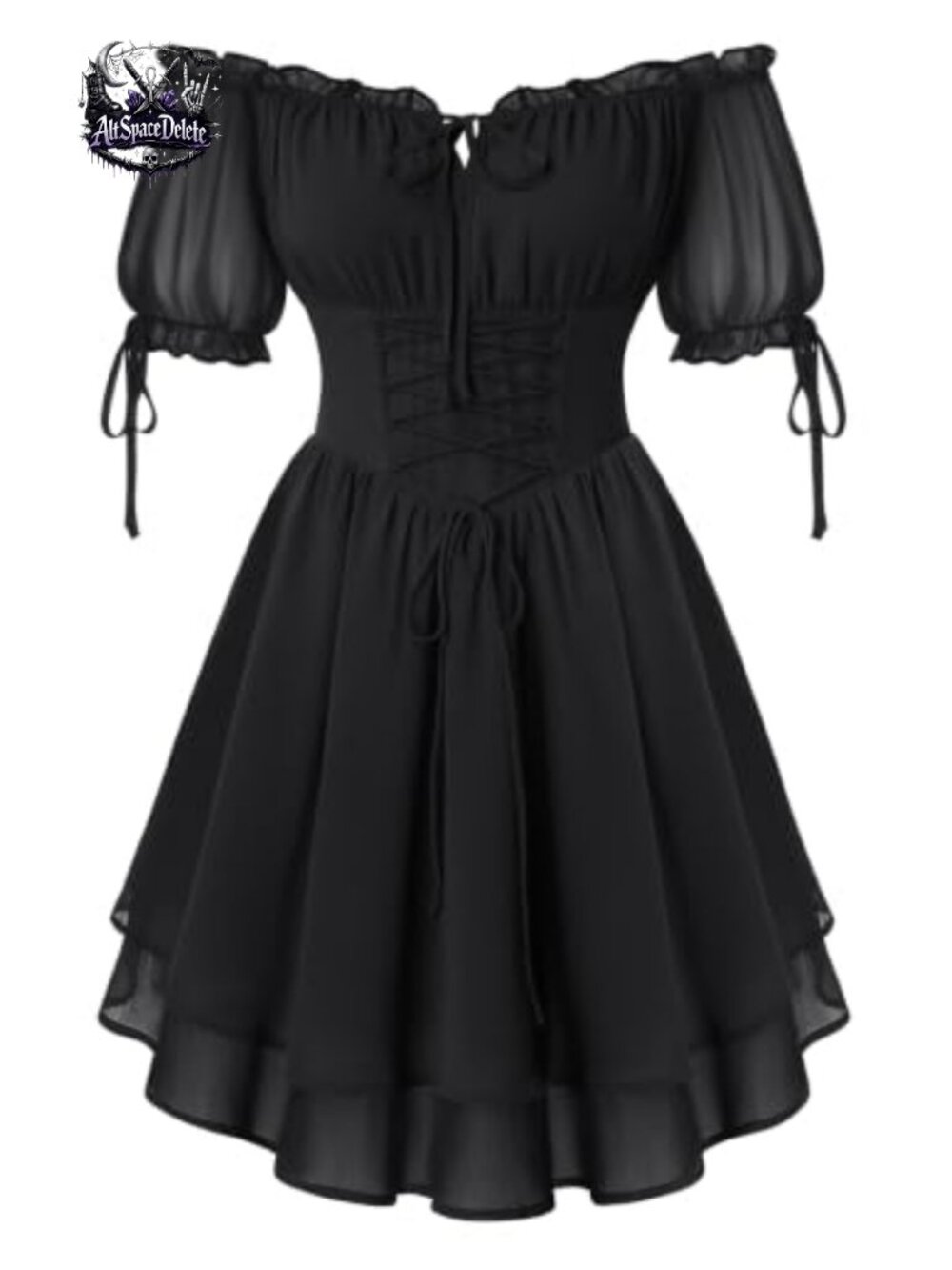 Scarlet Darkness Women Renaissance Dress Mini Short Sleeve Fairy Costume Chiffon